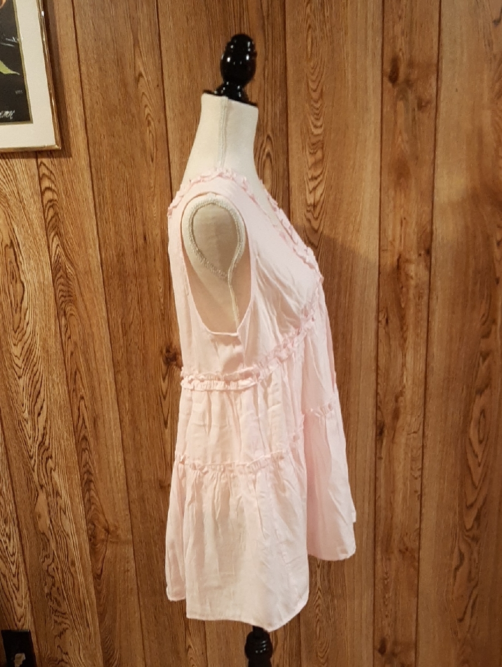 🥀🍋NWT BiBi Pink Ruffle Tiered/Flowy Tank Top (L)🥀 - Picture 4 of 7